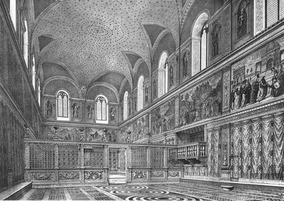 Aspetto ricostruito della Cappella Sistina da Michelangelo Buonarroti
